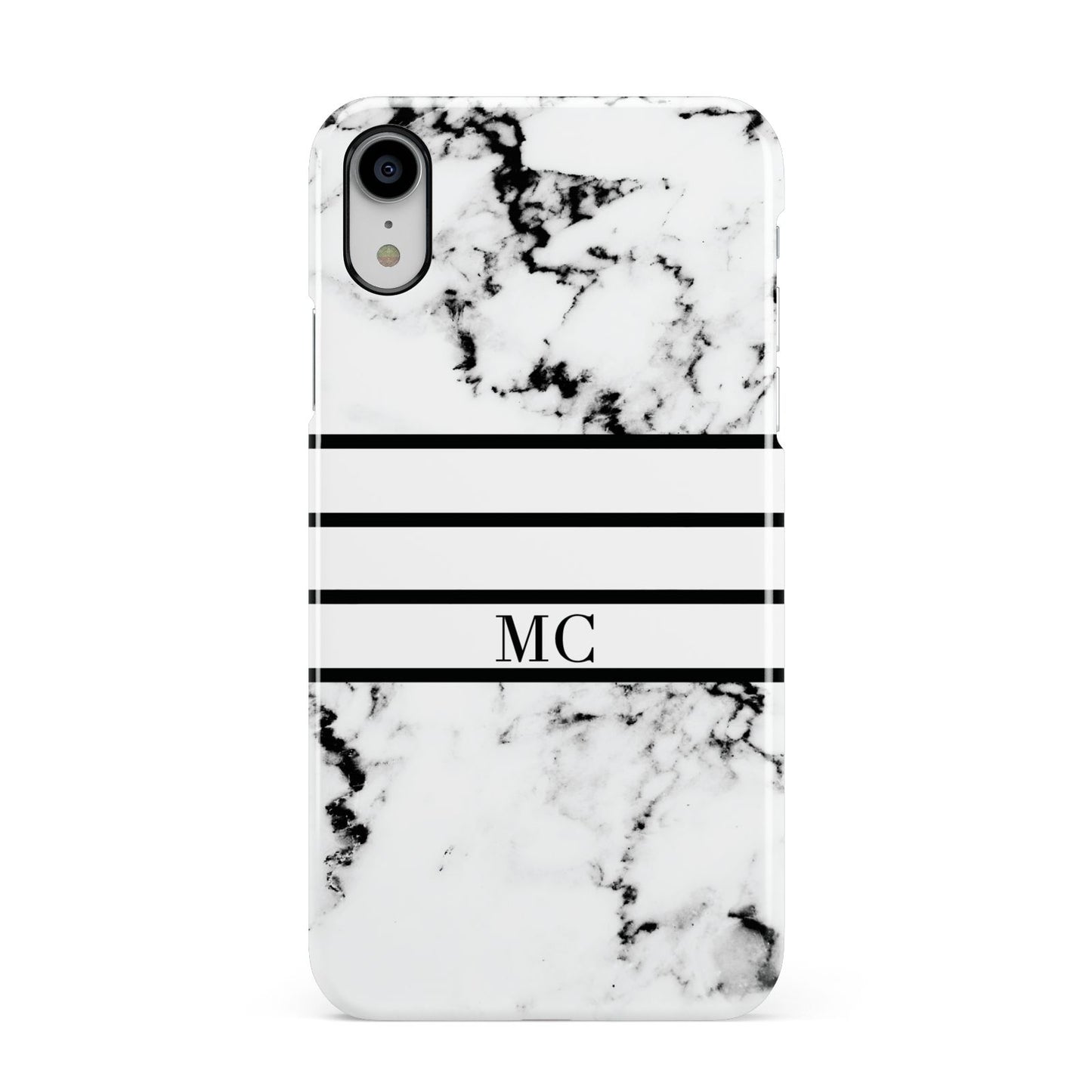 Marble Stripes Initials Personalised Apple iPhone XR White 3D Snap Case