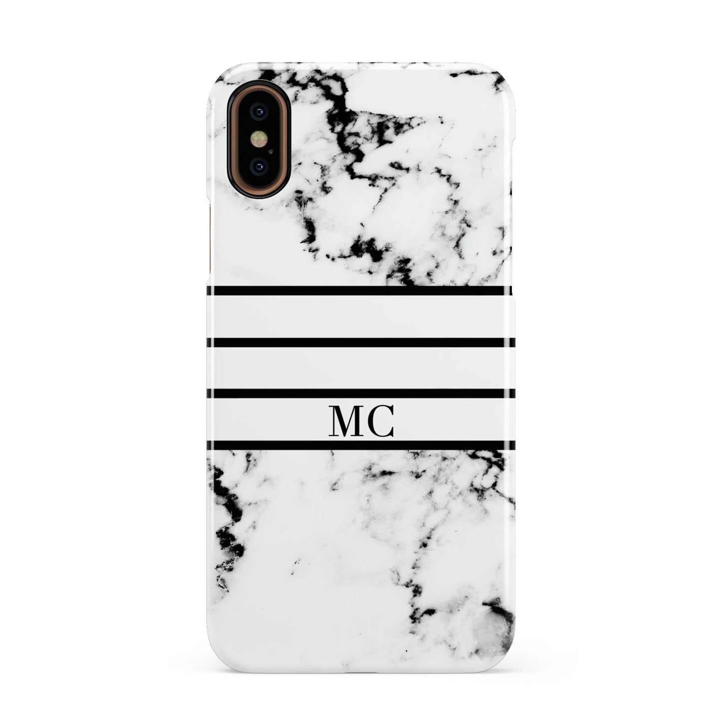 Marble Stripes Initials Personalised Apple iPhone XS 3D Snap Case