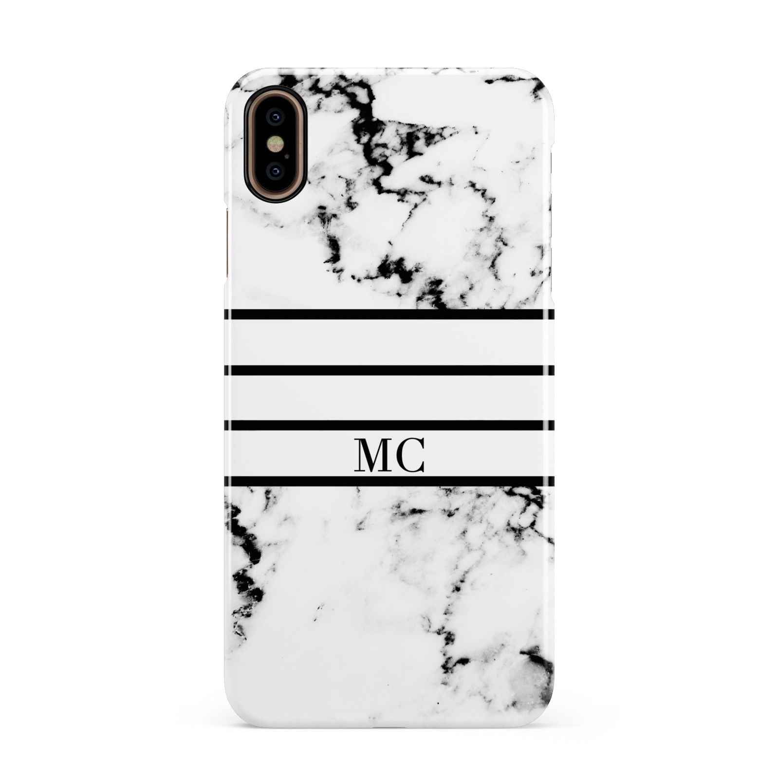Marble Stripes Initials Personalised Apple iPhone Xs Max 3D Snap Case