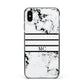 Marble Stripes Initials Personalised Apple iPhone Xs Max Impact Case Black Edge on Black Phone