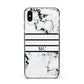 Marble Stripes Initials Personalised Apple iPhone Xs Max Impact Case Black Edge on Gold Phone