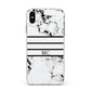 Marble Stripes Initials Personalised Apple iPhone Xs Max Impact Case White Edge on Silver Phone