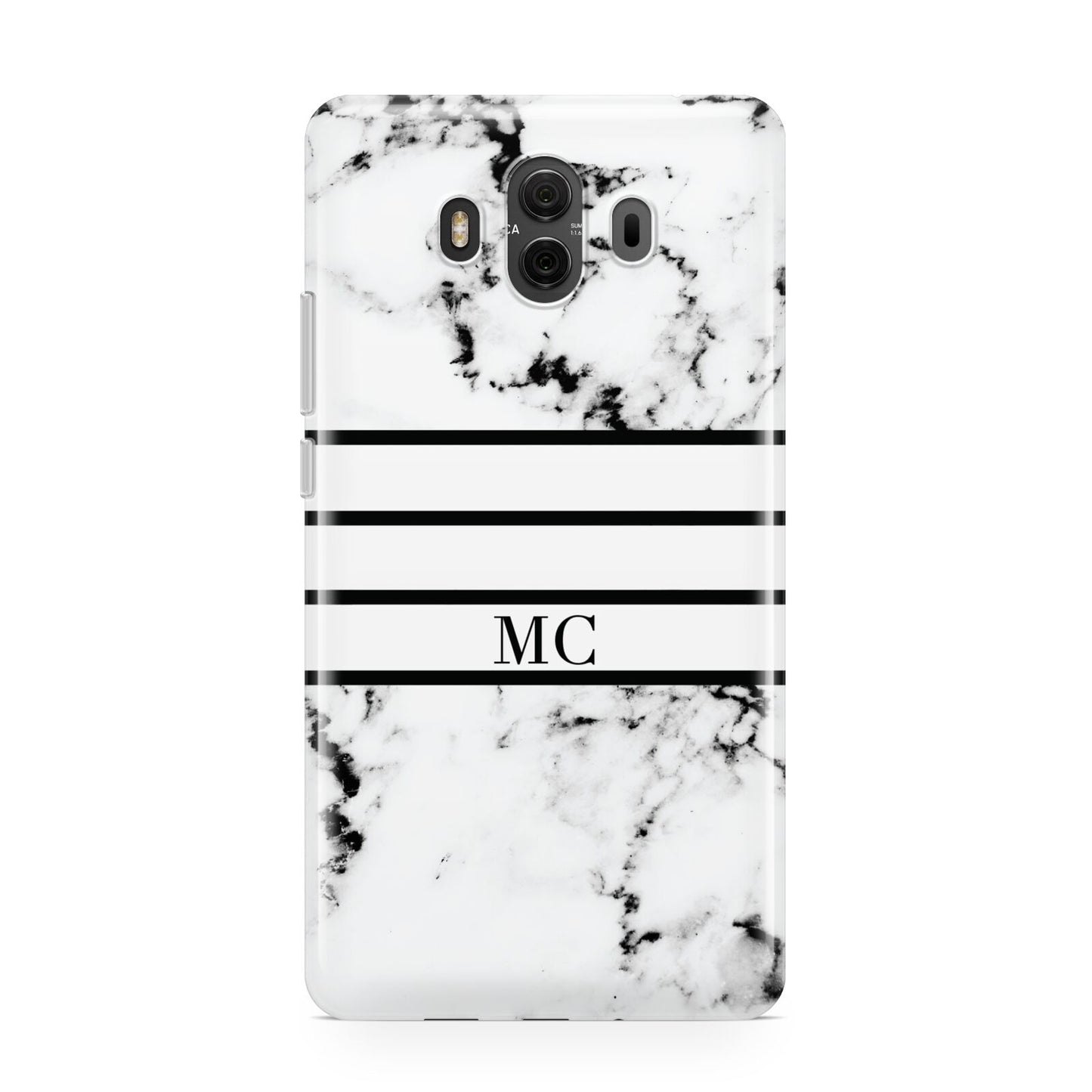 Marble Stripes Initials Personalised Huawei Mate 10 Protective Phone Case
