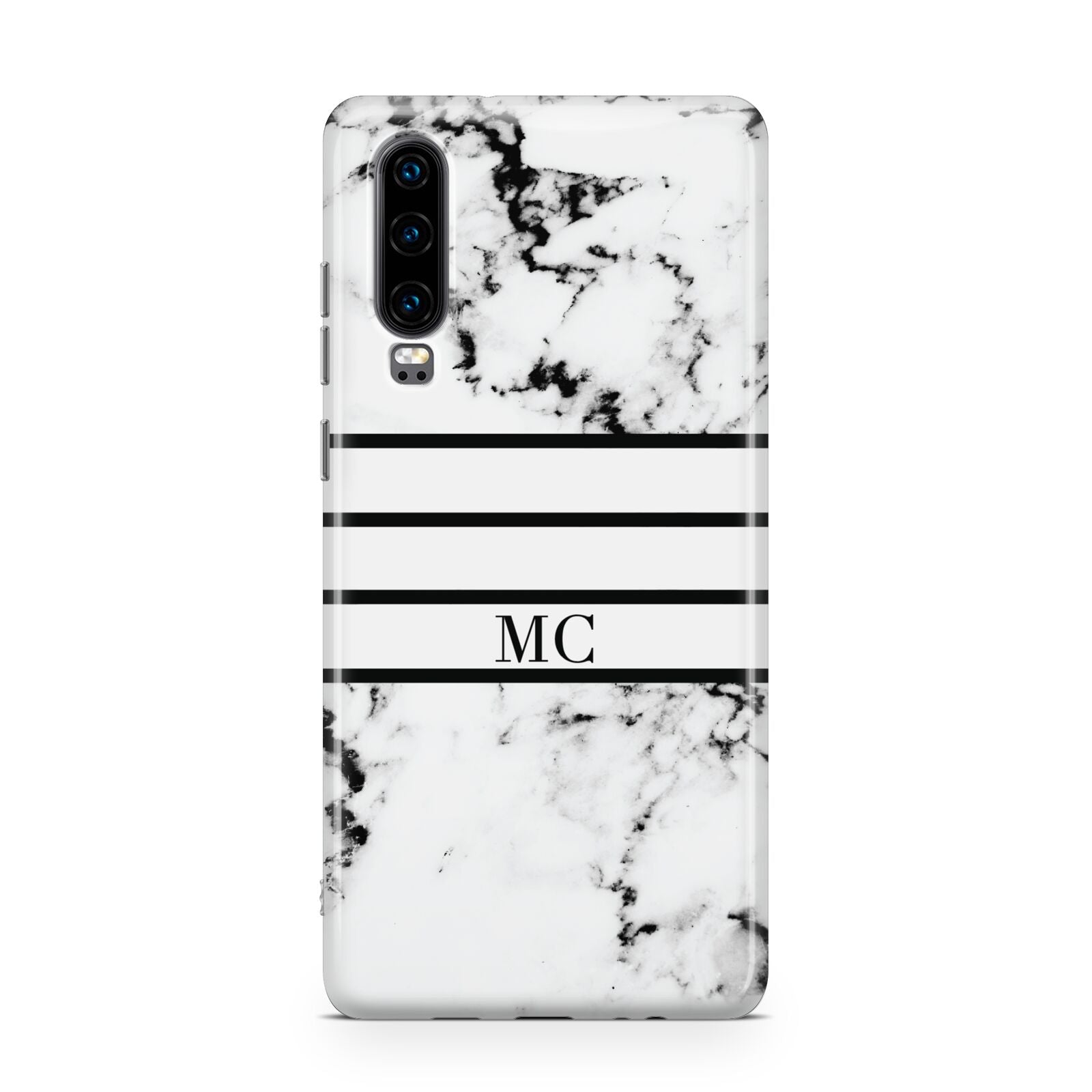 Marble Stripes Initials Personalised Huawei P30 Phone Case