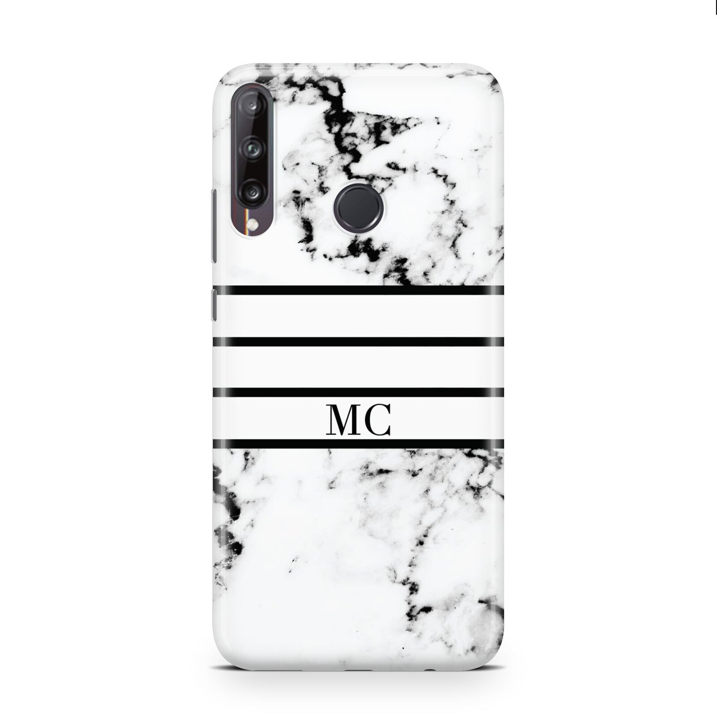 Marble Stripes Initials Personalised Huawei P40 Lite E Phone Case