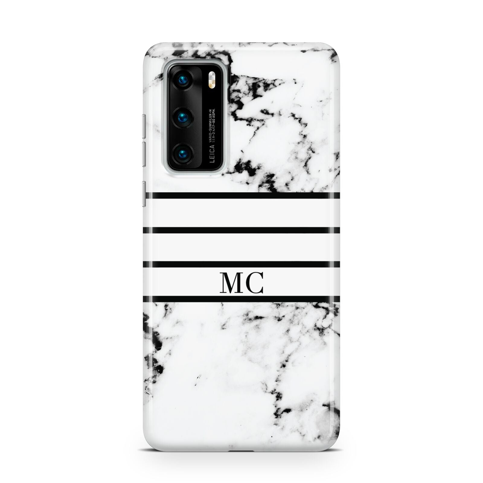 Marble Stripes Initials Personalised Huawei P40 Phone Case