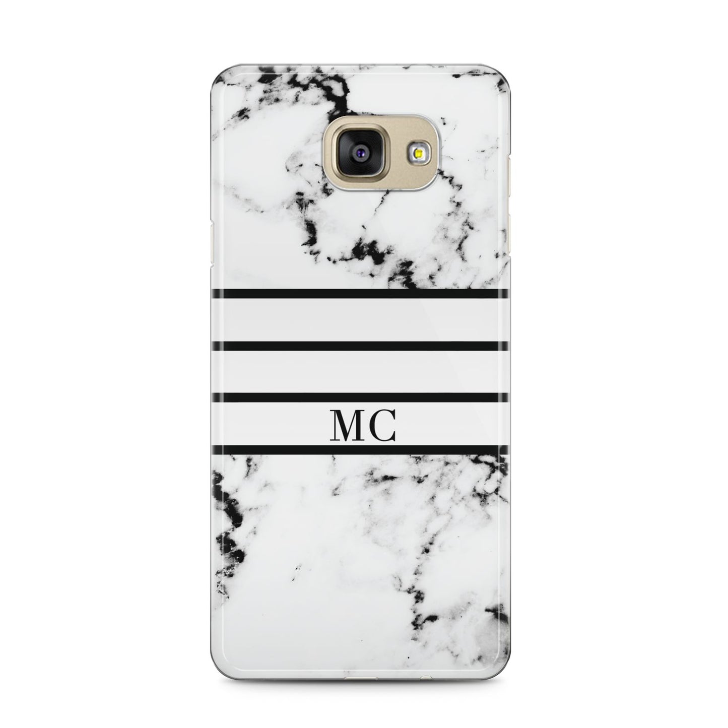 Marble Stripes Initials Personalised Samsung Galaxy A5 2016 Case on gold phone