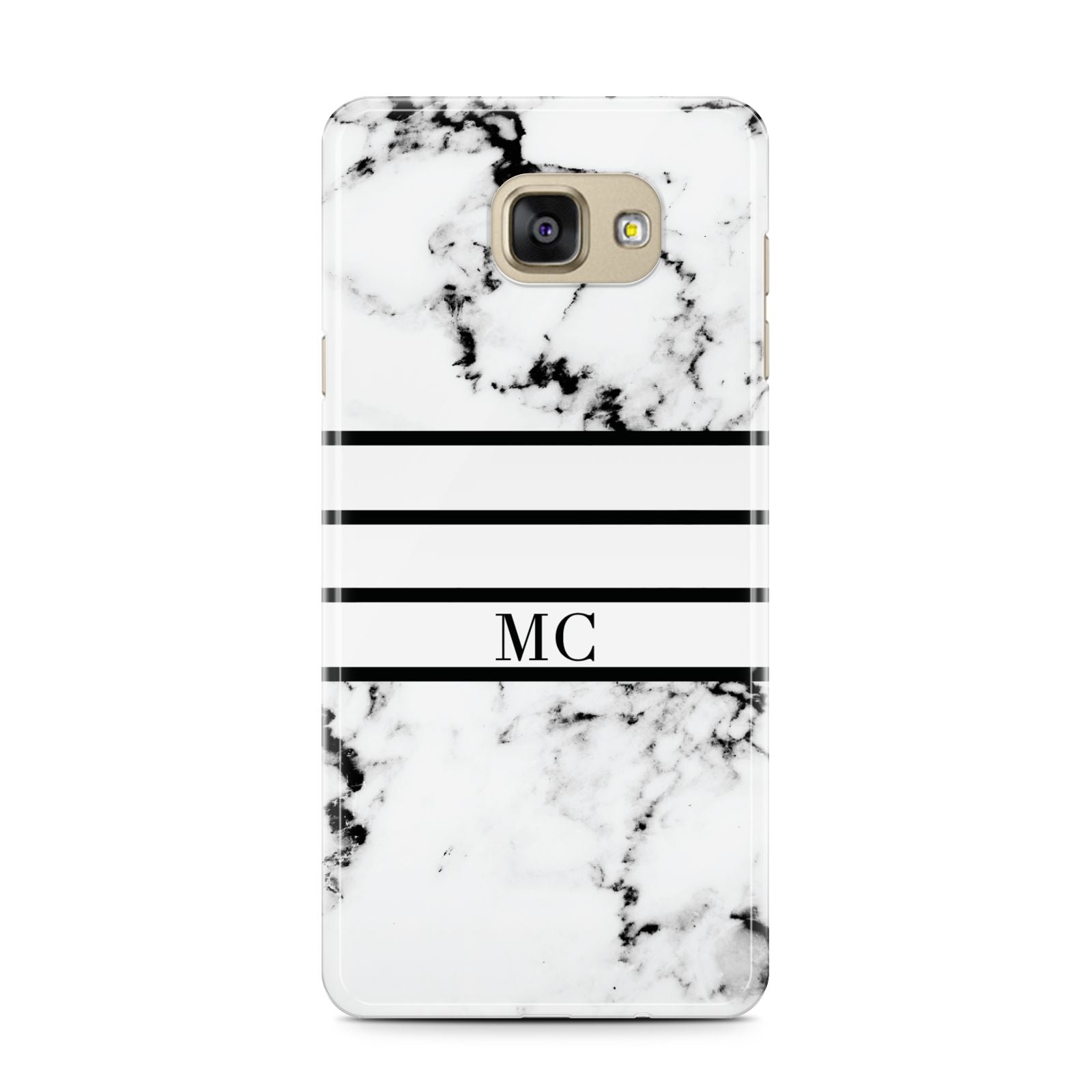 Marble Stripes Initials Personalised Samsung Galaxy A7 2016 Case on gold phone