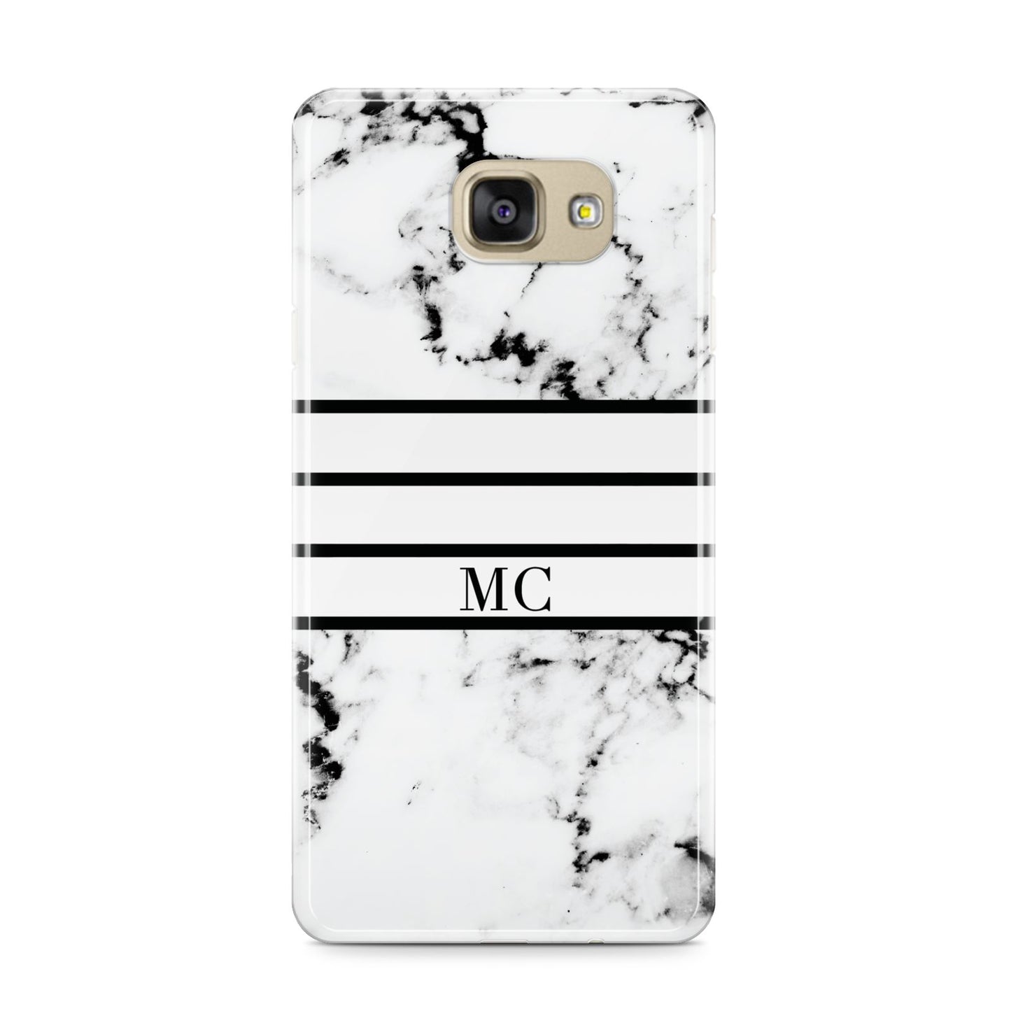 Marble Stripes Initials Personalised Samsung Galaxy A9 2016 Case on gold phone