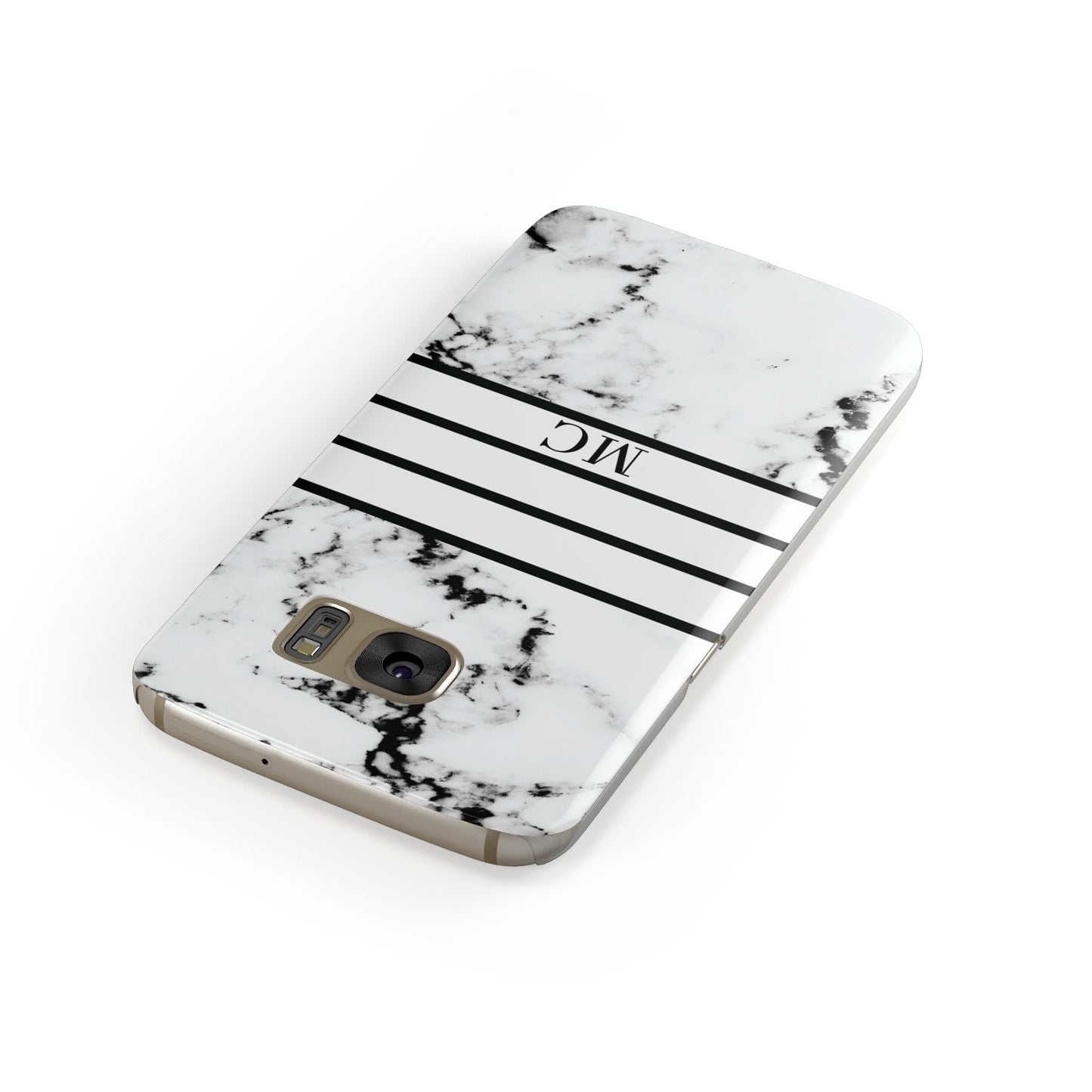 Marble Stripes Initials Personalised Samsung Galaxy Case Front Close Up