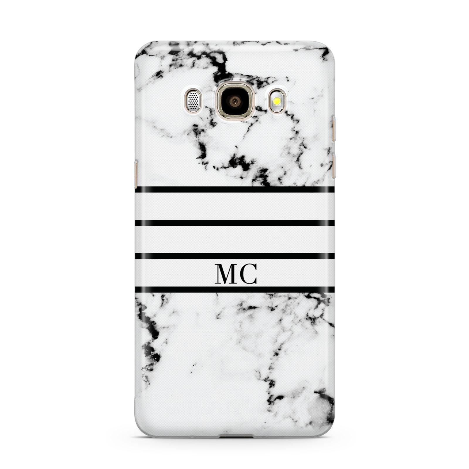 Marble Stripes Initials Personalised Samsung Galaxy J7 2016 Case on gold phone