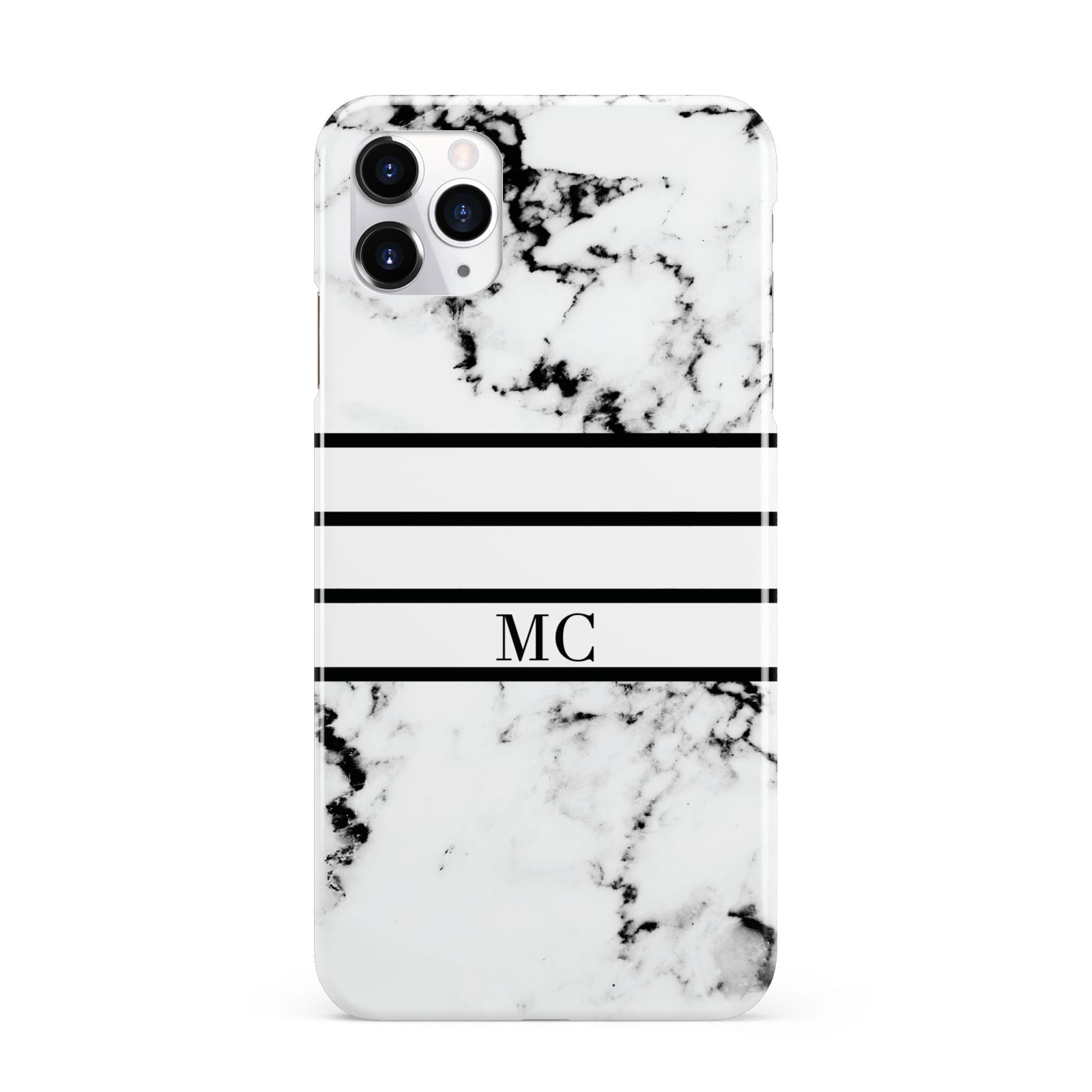 Marble Stripes Initials Personalised iPhone 11 Pro Max 3D Snap Case
