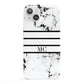 Marble Stripes Initials Personalised iPhone 13 Full Wrap 3D Snap Case