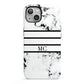 Marble Stripes Initials Personalised iPhone 13 Full Wrap 3D Tough Case