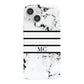 Marble Stripes Initials Personalised iPhone 13 Mini Full Wrap 3D Snap Case
