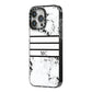 Marble Stripes Initials Personalised iPhone 14 Pro Max Black Impact Case Side Angle on Silver phone