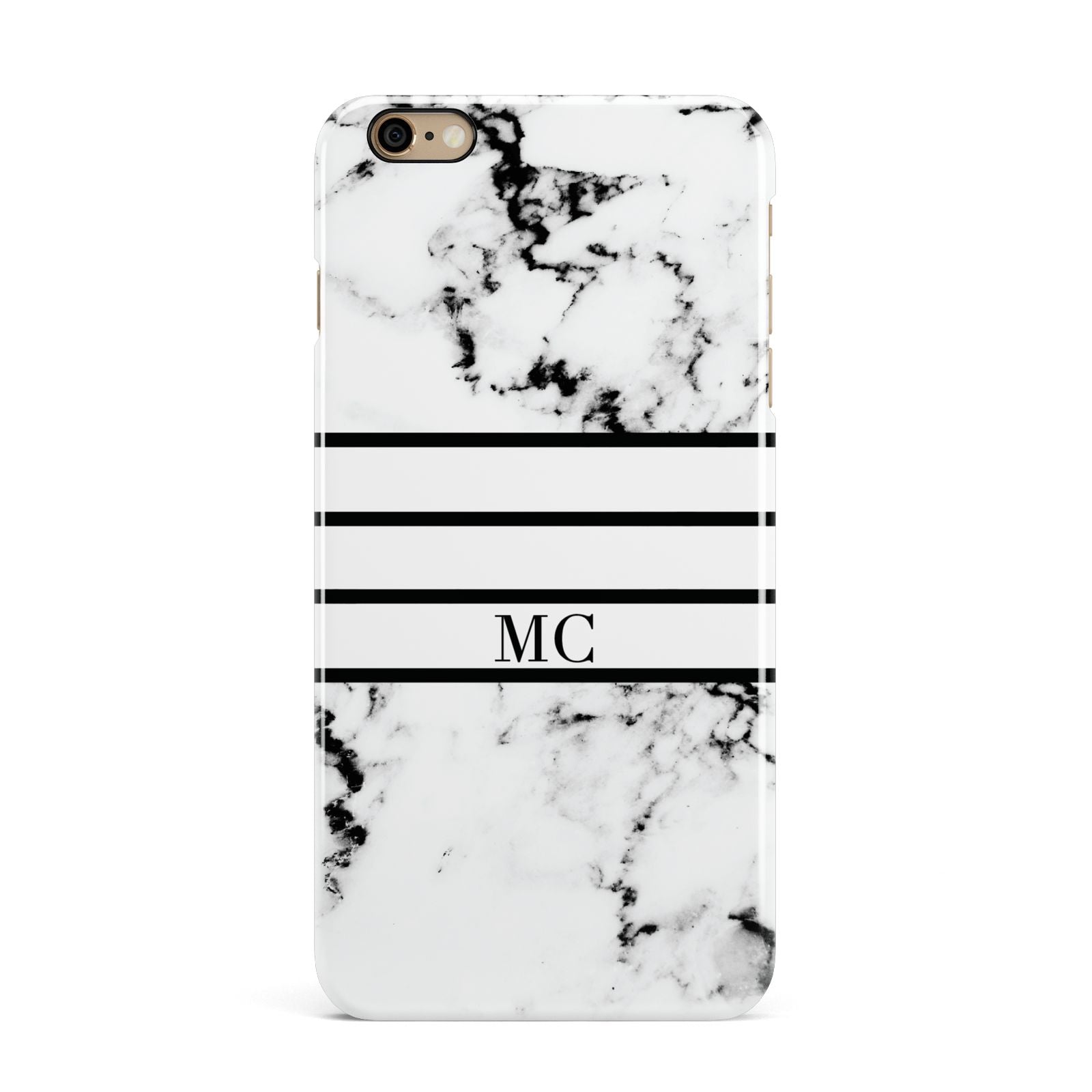 Marble Stripes Initials Personalised iPhone 6 Plus 3D Snap Case on Gold Phone