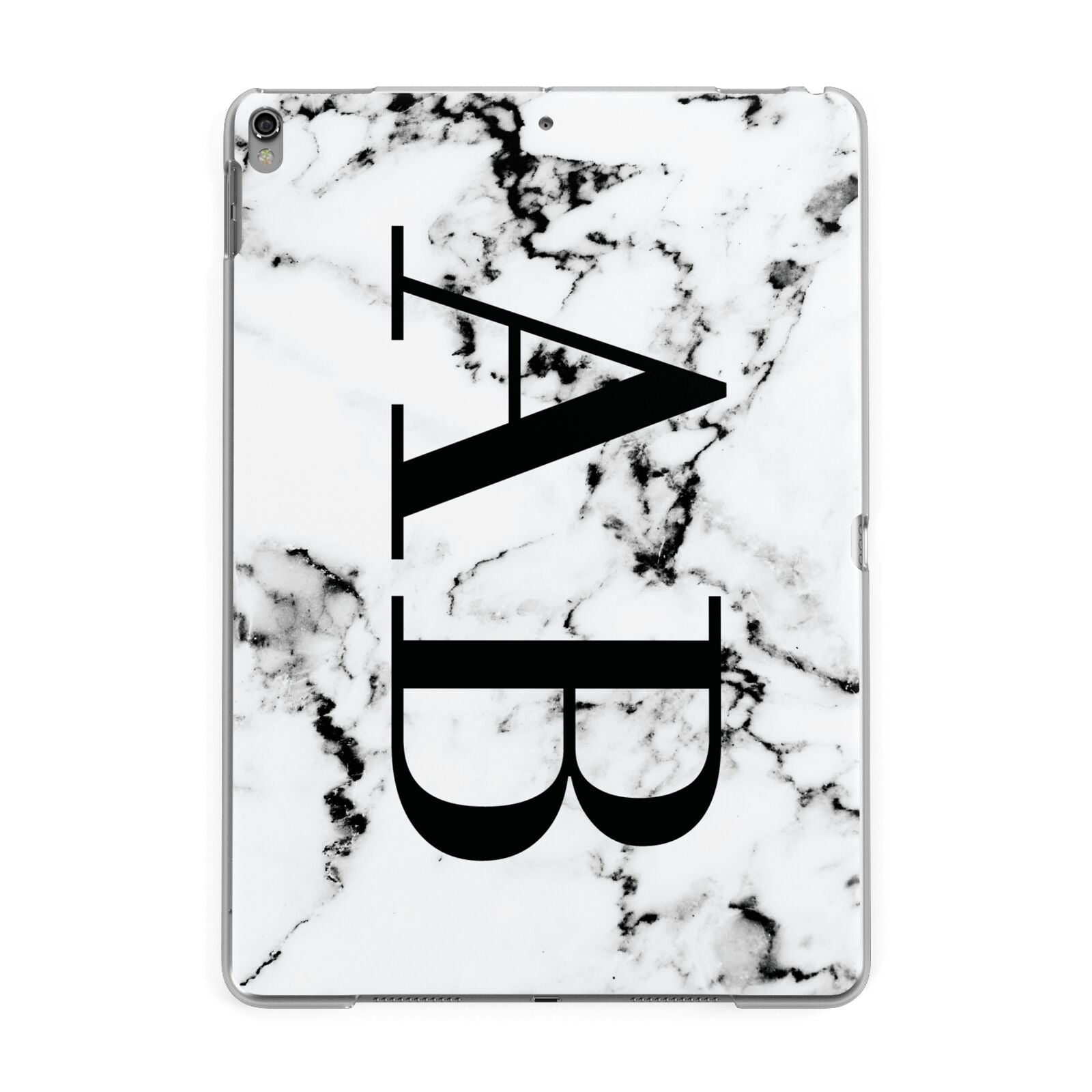 Marble Vertical Initials Personalised Apple iPad Grey Case