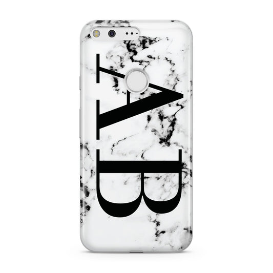 Marble Vertical Initials Personalised Google Pixel Case