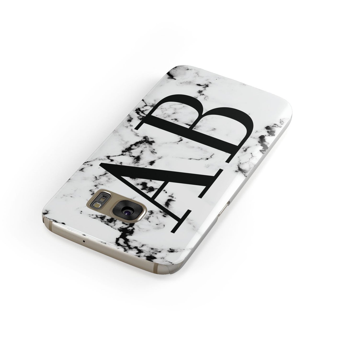 Marble Vertical Initials Personalised Samsung Galaxy Case Front Close Up