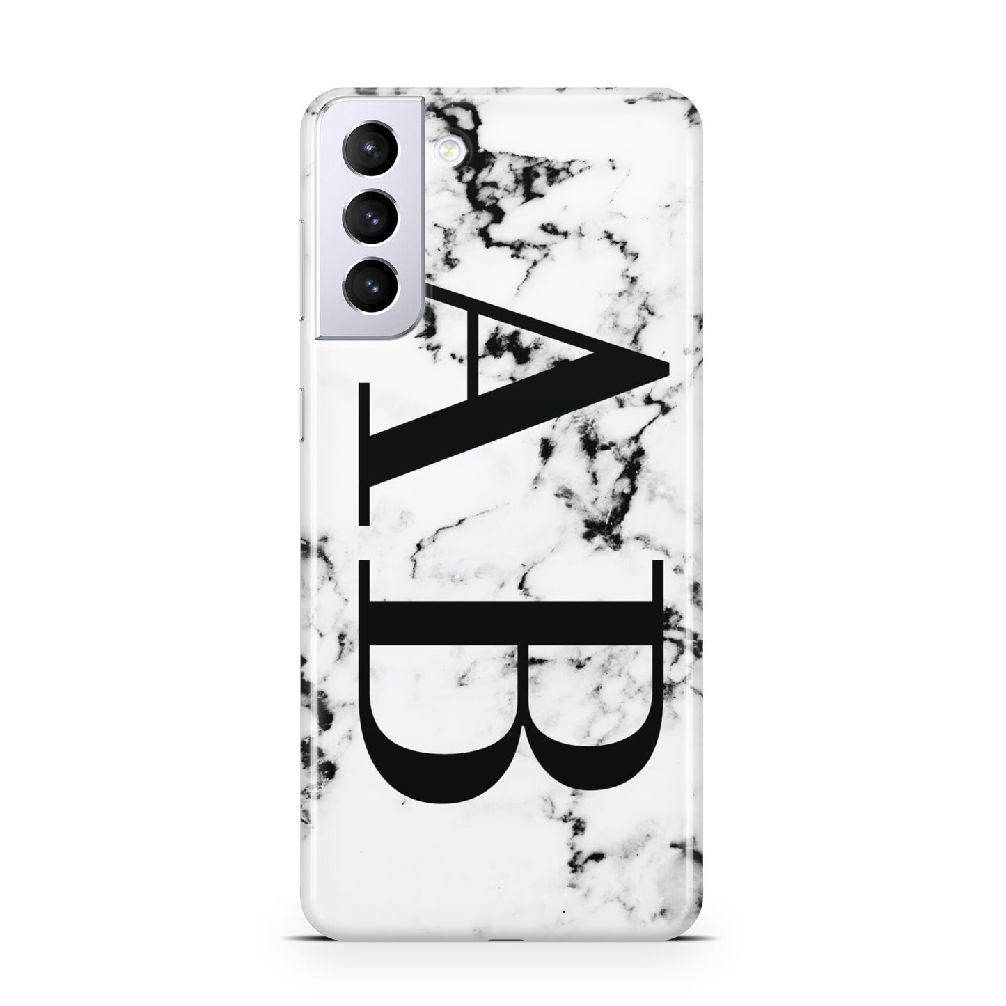 Marble Vertical Initials Personalised Samsung S21 Plus Phone Case