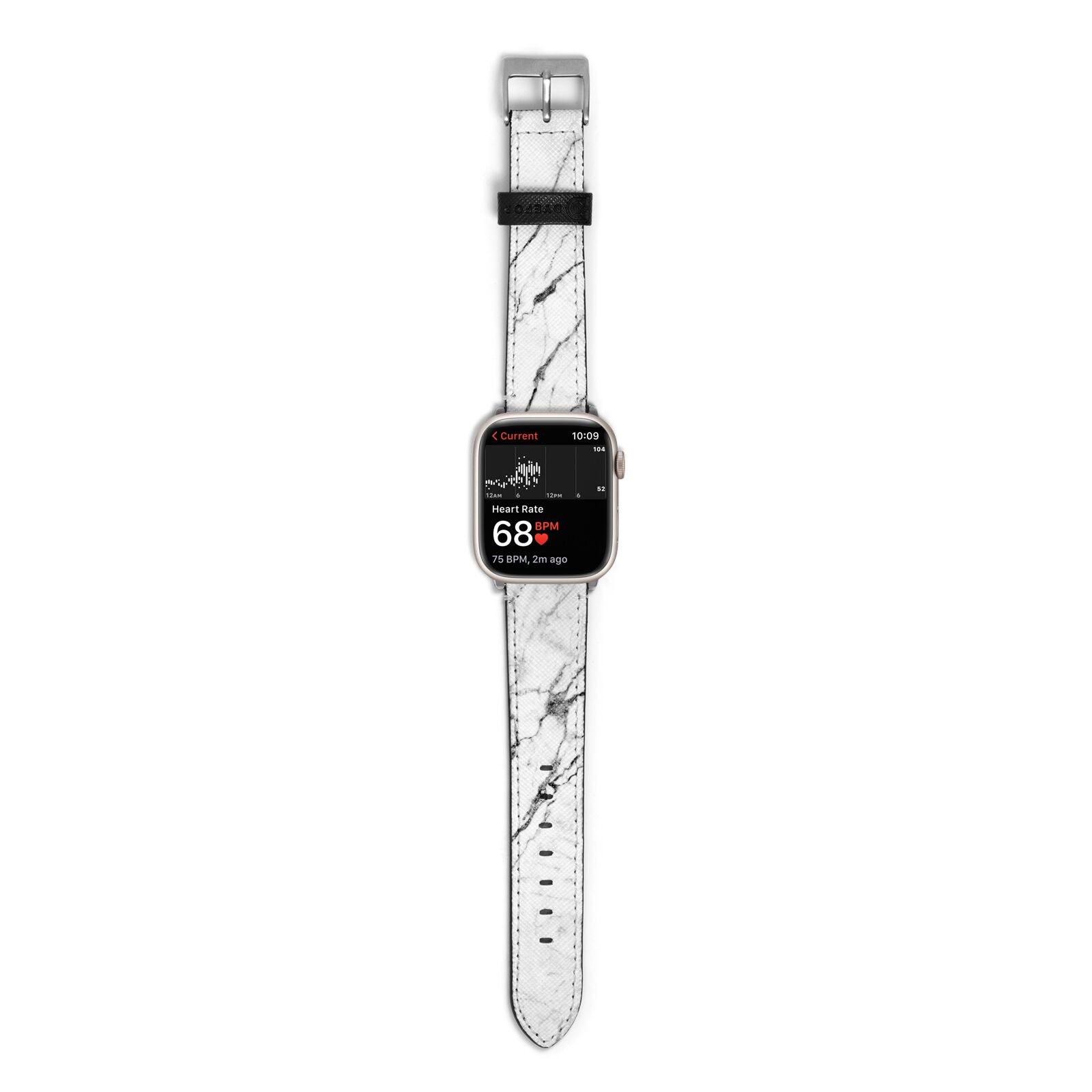 Marble White Apple Watch Strap Size 38mm with Silver Hardware