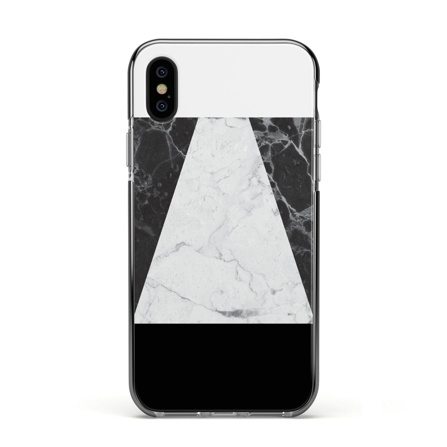 Marble White Black Apple iPhone Xs Impact Case Black Edge on Black Phone