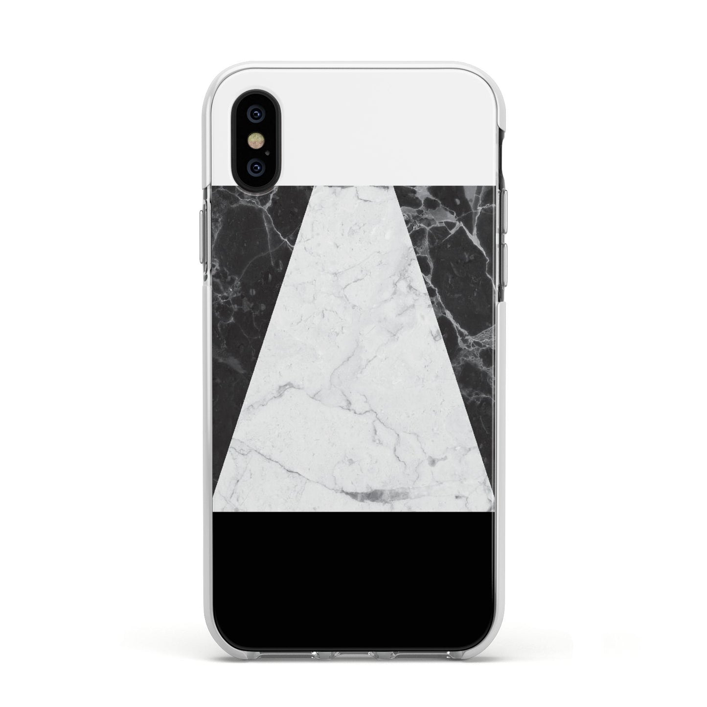 Marble White Black Apple iPhone Xs Impact Case White Edge on Black Phone