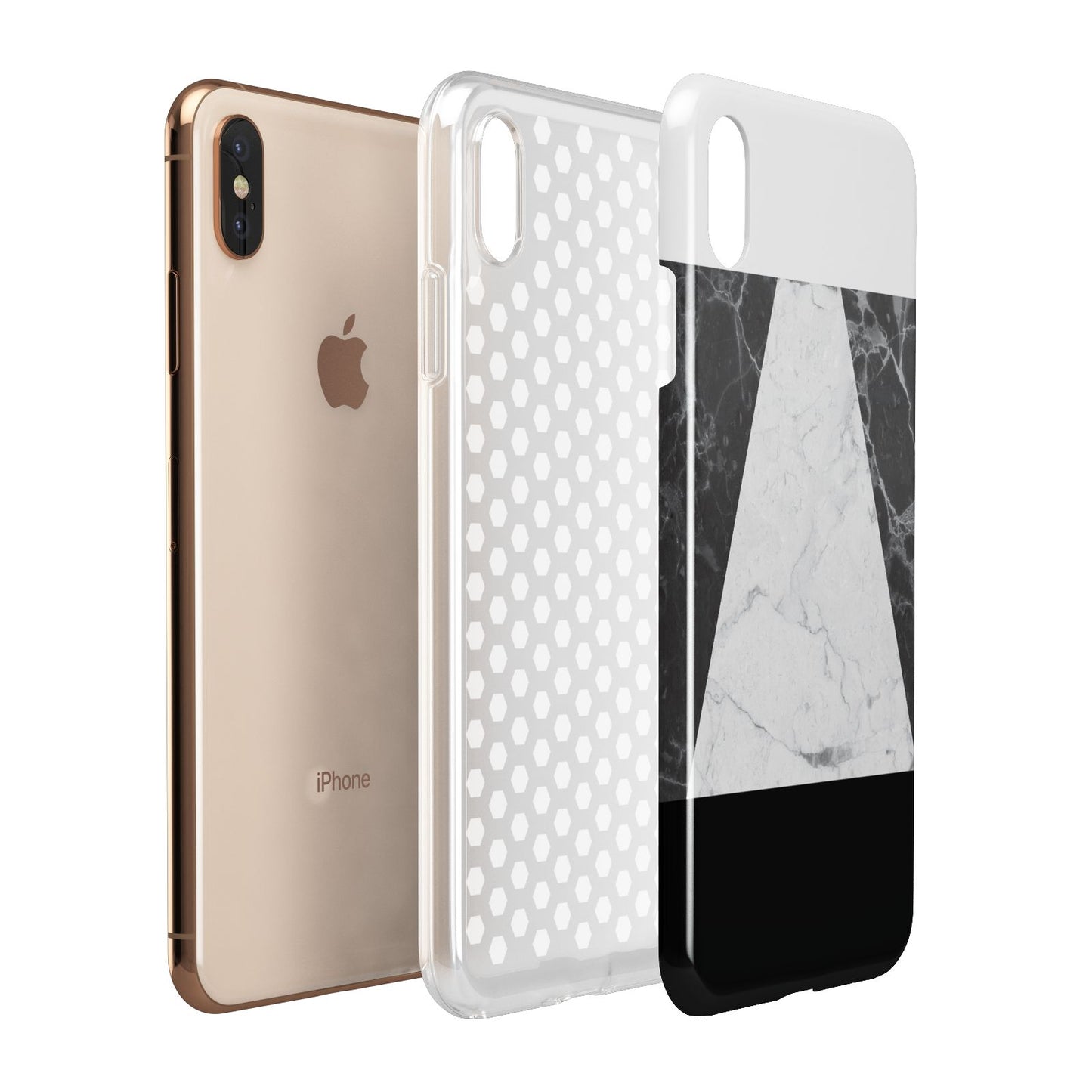 Marble White Black Apple iPhone Xs Max 3D Tough Case Expanded View