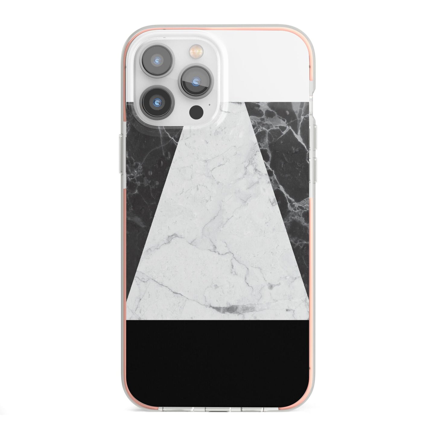 Marble White Black iPhone 13 Pro Max TPU Impact Case with Pink Edges