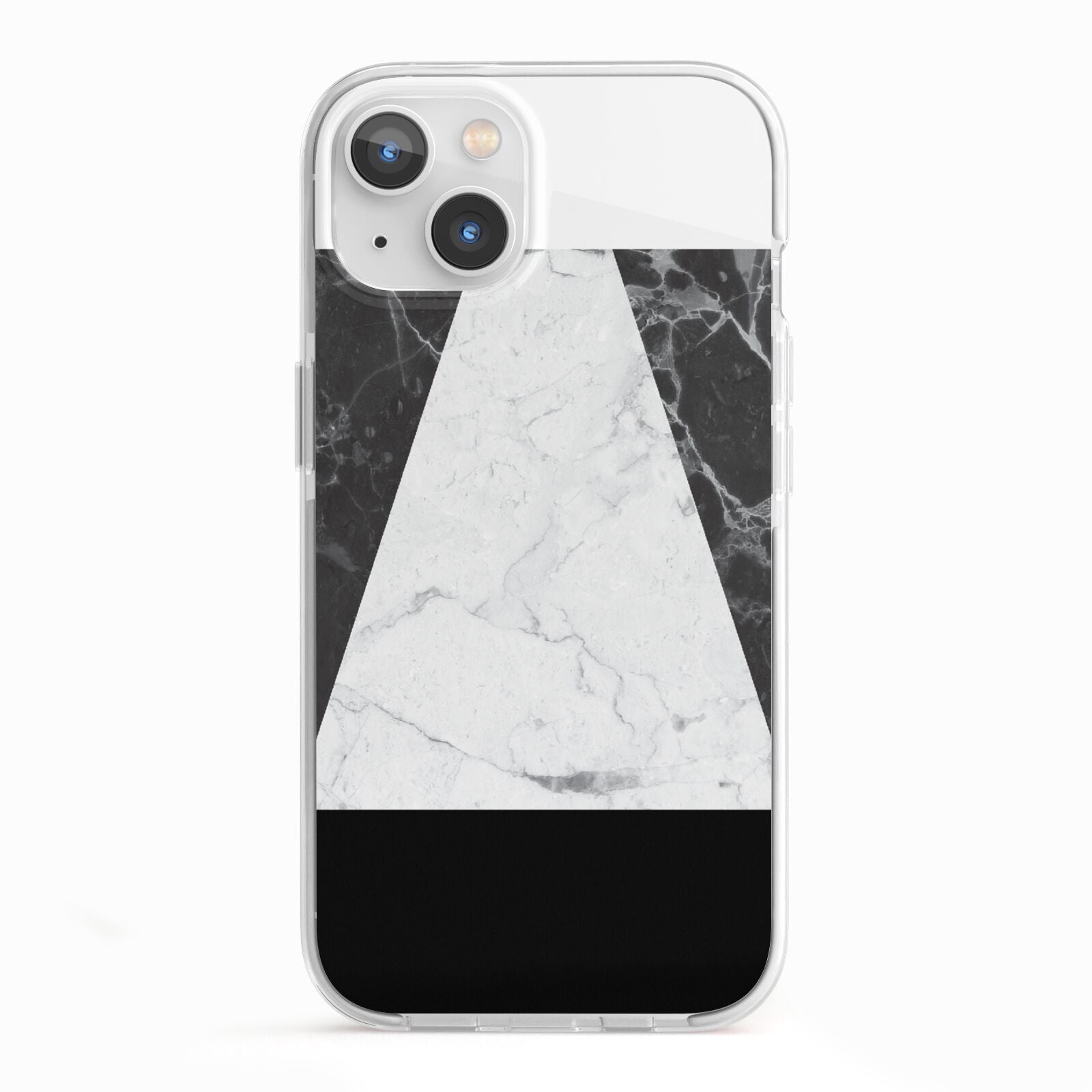 Marble White Black iPhone 13 TPU Impact Case with White Edges