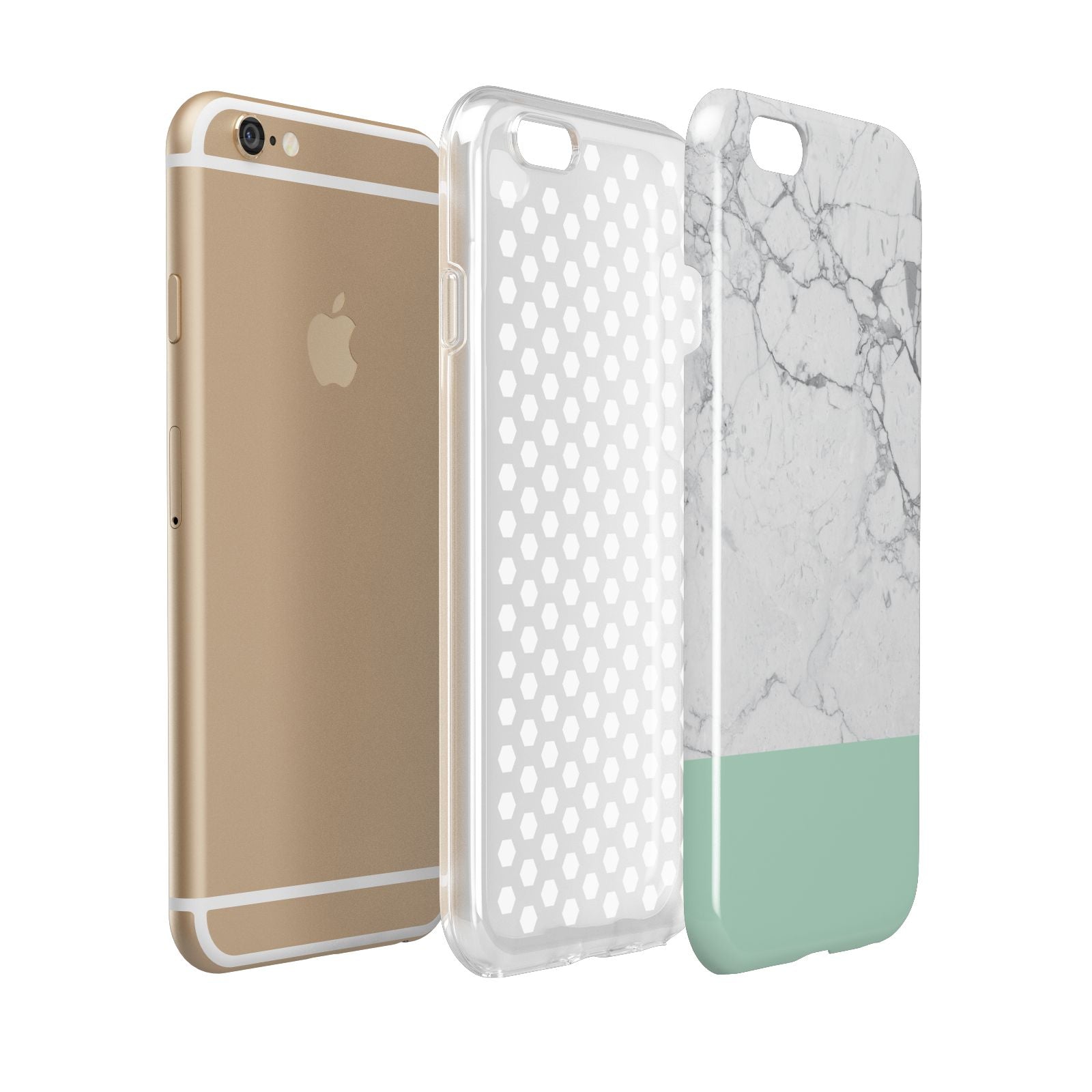 Marble White Carrara Green Apple iPhone 6 3D Tough Case Expanded view