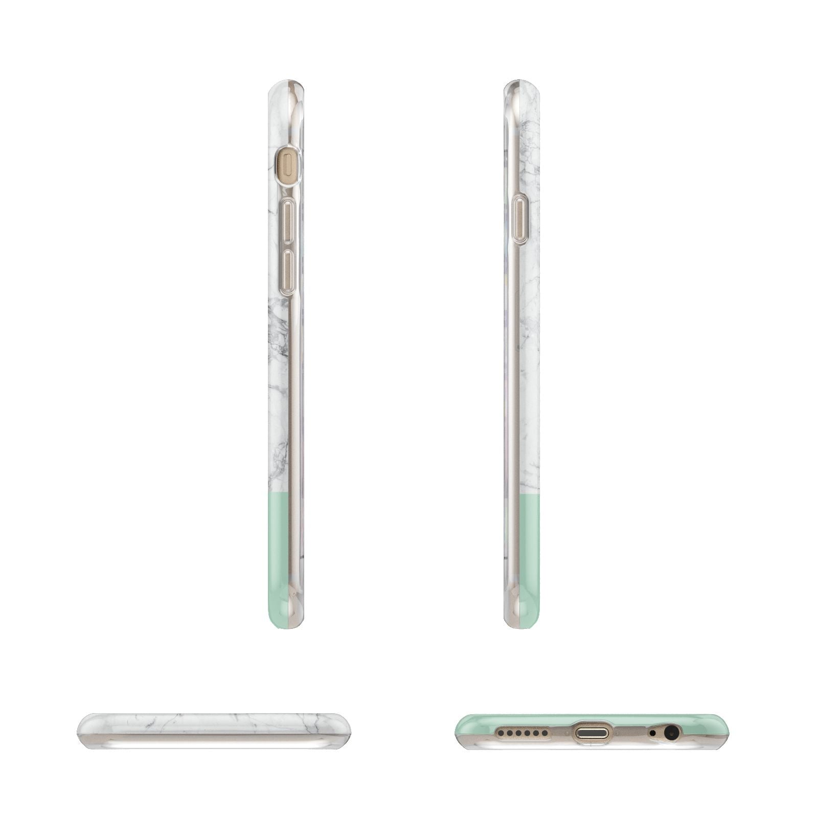 Marble White Carrara Green Apple iPhone 6 3D Wrap Tough Case Alternative Image Angles