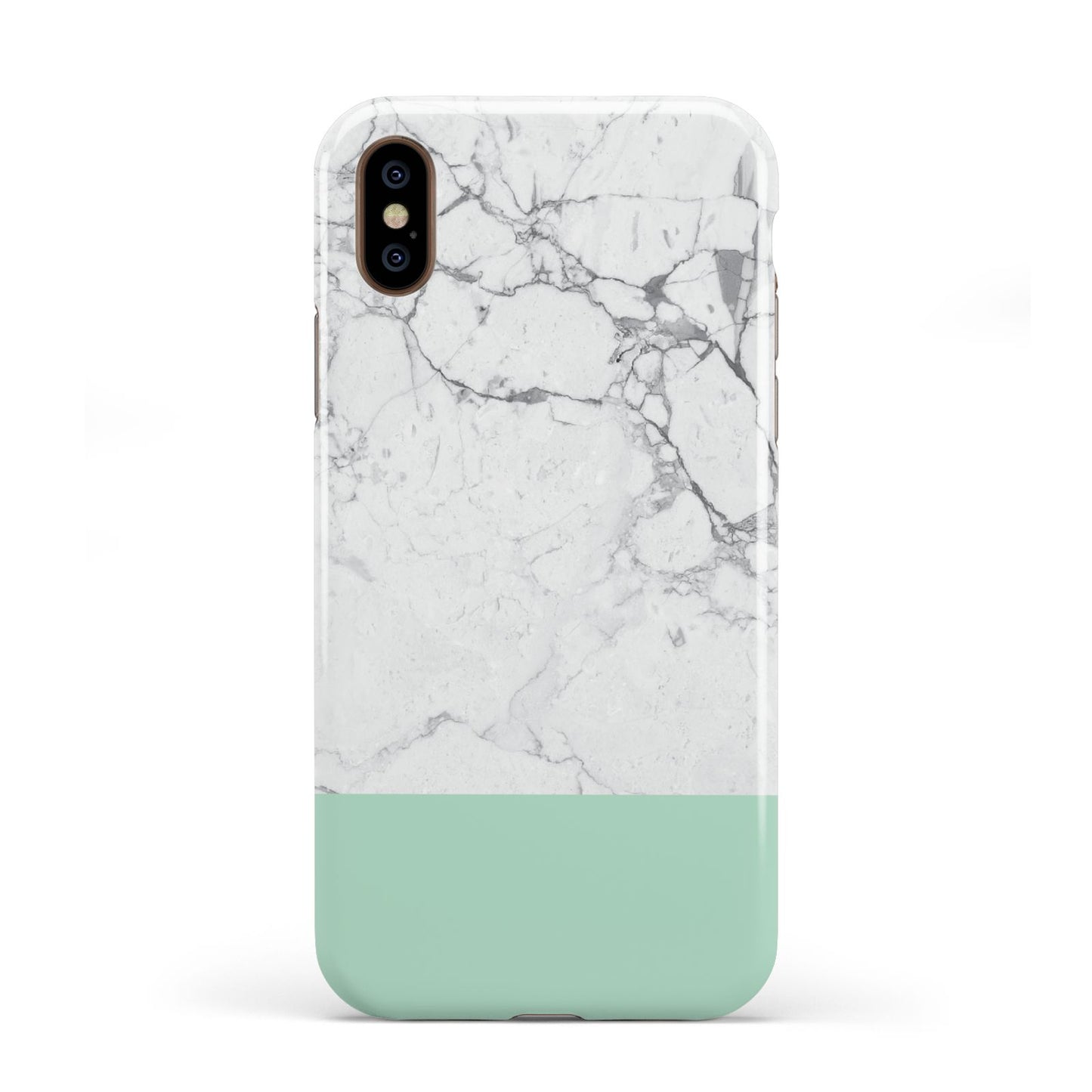 Marble White Carrara Green Apple iPhone XS 3D Tough