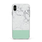 Marble White Carrara Green Apple iPhone Xs Max Impact Case White Edge on Black Phone