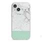 Marble White Carrara Green iPhone 13 Mini TPU Impact Case with White Edges