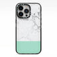 Marble White Carrara Green iPhone 13 Pro Black Impact Case on Silver phone