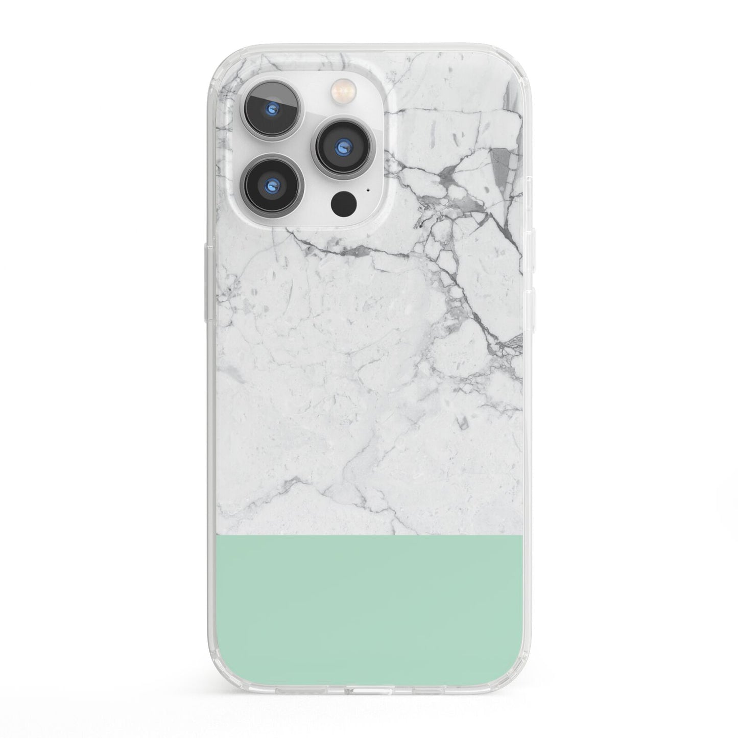 Marble White Carrara Green iPhone 13 Pro Clear Bumper Case