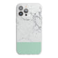 Marble White Carrara Green iPhone 13 Pro Max TPU Impact Case with White Edges