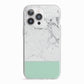 Marble White Carrara Green iPhone 13 Pro TPU Impact Case with White Edges
