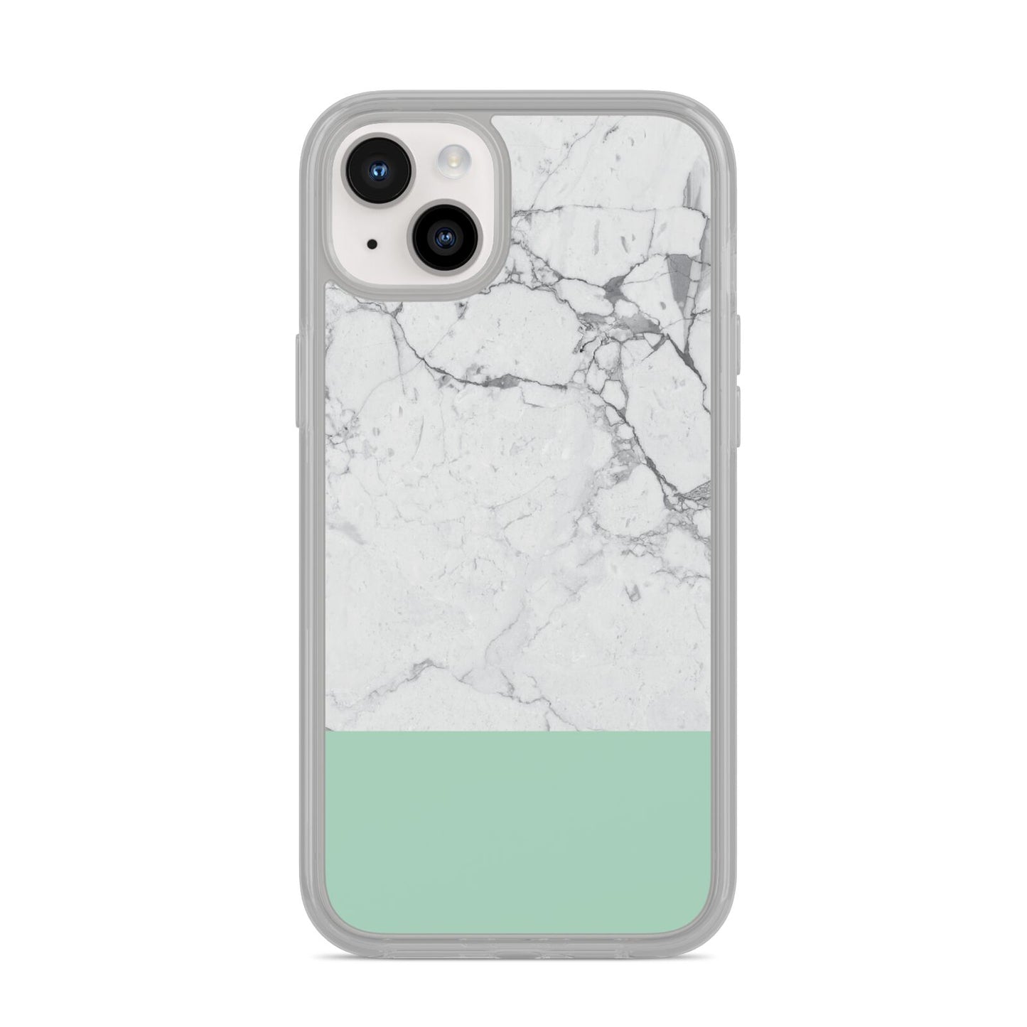 Marble White Carrara Green iPhone 14 Plus Clear Tough Case Starlight