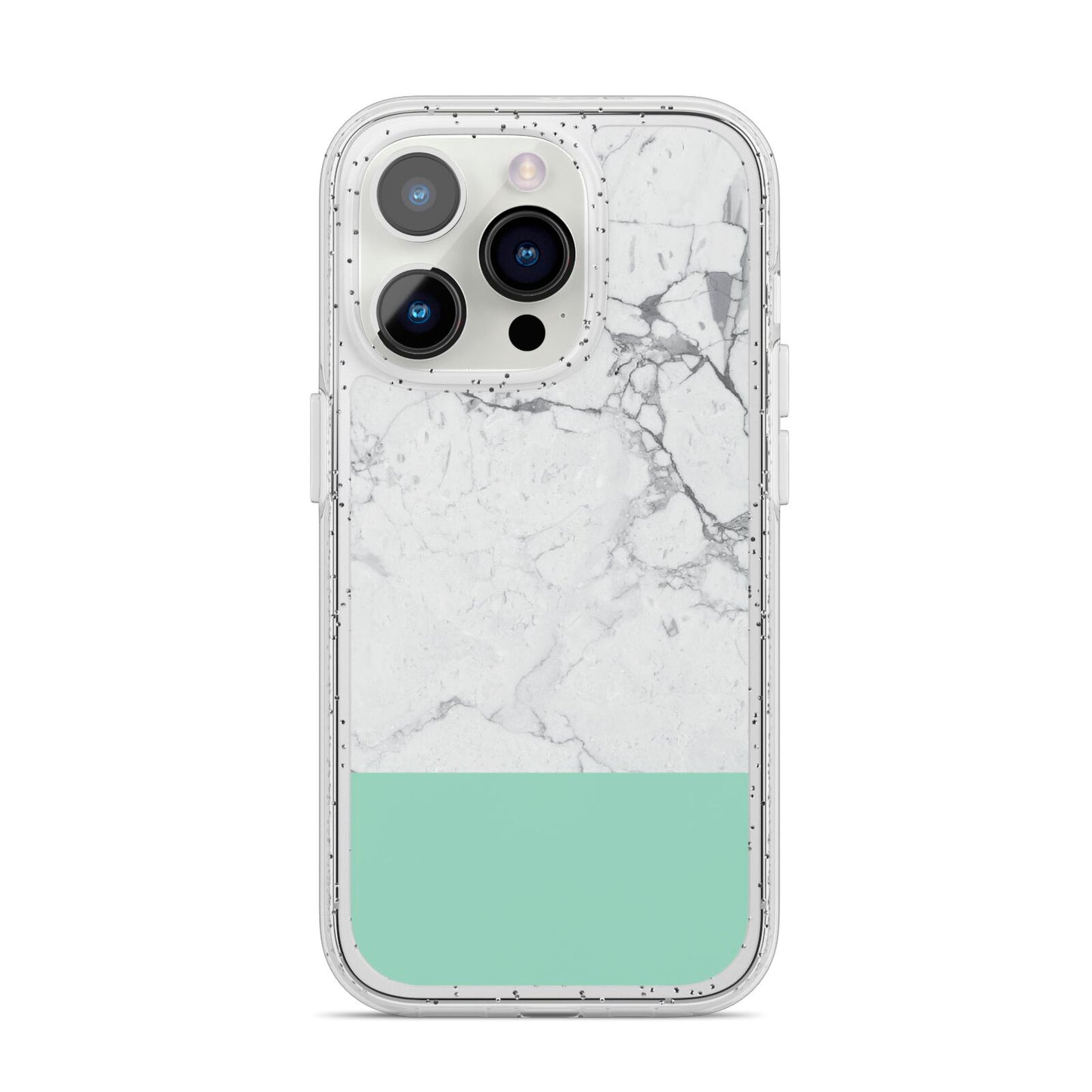 Marble White Carrara Green iPhone 14 Pro Glitter Tough Case Silver