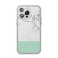 Marble White Carrara Green iPhone 14 Pro Max Clear Tough Case Silver