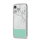 Marble White Carrara Green iPhone 14 Pro Max Glitter Tough Case Silver Angled Image