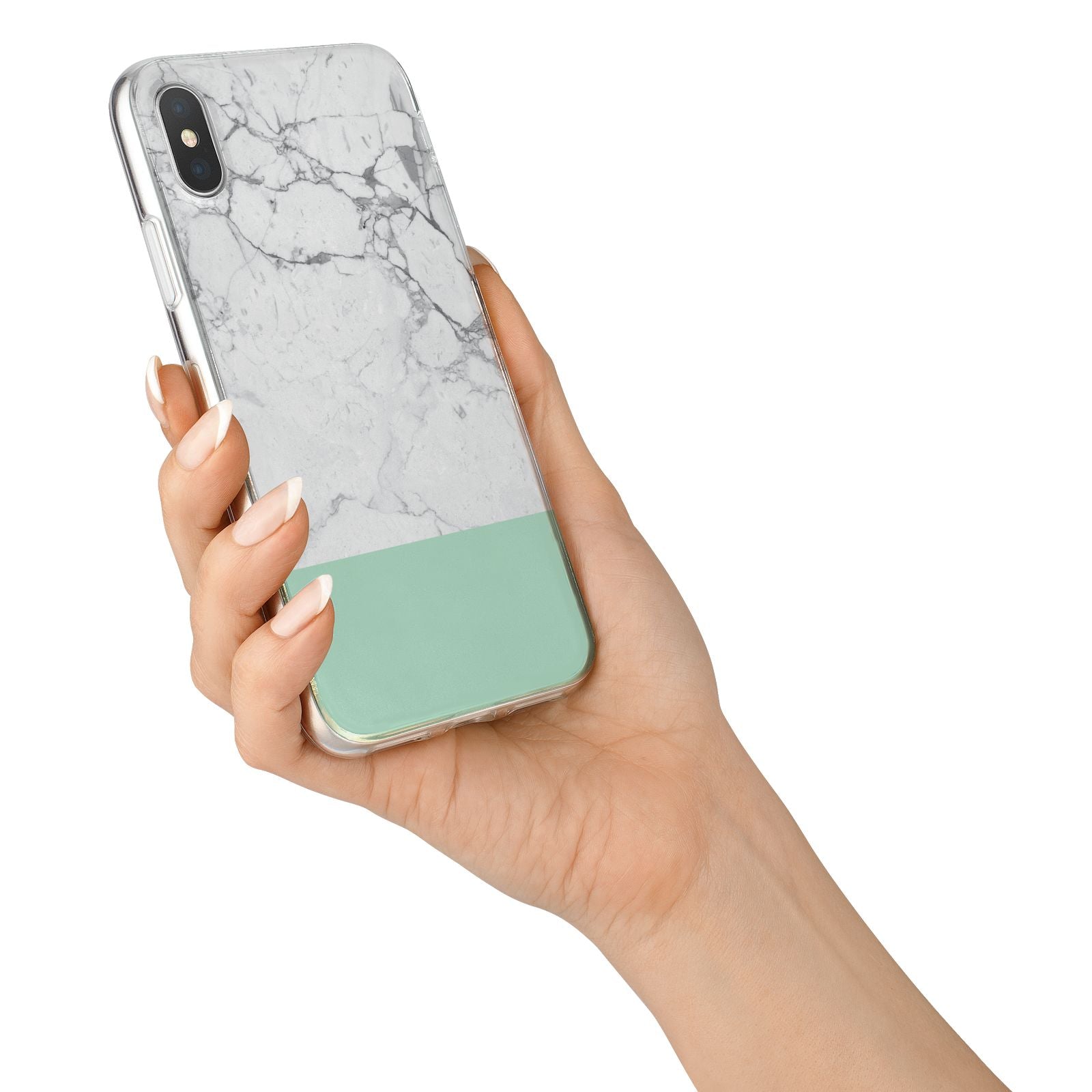 Marble White Carrara Green iPhone X Bumper Case on Silver iPhone Alternative Image 2