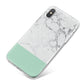 Marble White Carrara Green iPhone X Bumper Case on Silver iPhone