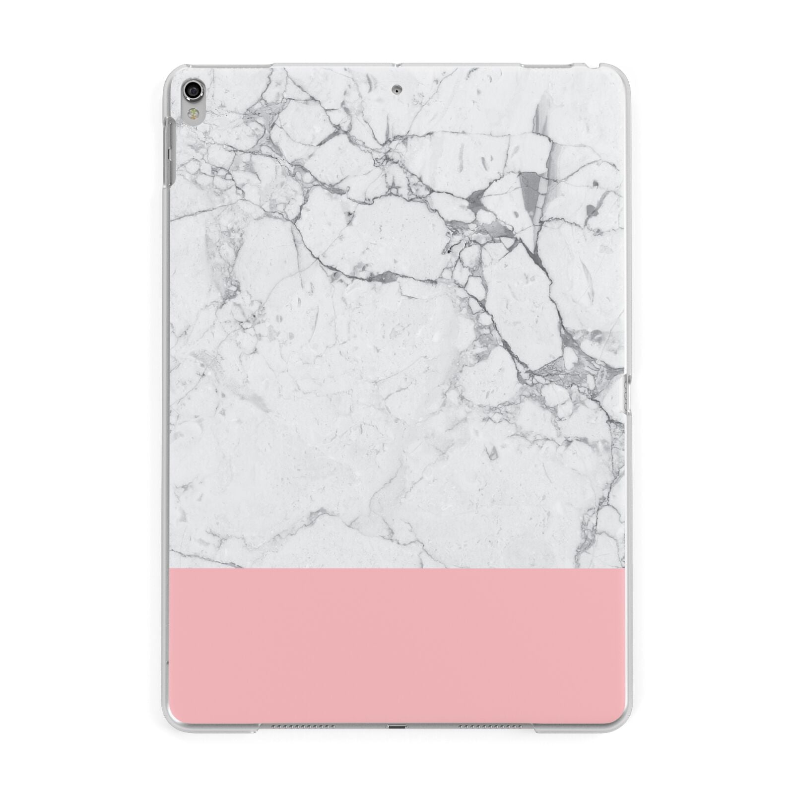 Marble White Carrara Pink Apple iPad Silver Case