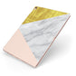 Marble White Gold Foil Peach Apple iPad Case on Rose Gold iPad Side View