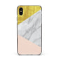 Marble White Gold Foil Peach Apple iPhone Xs Max Impact Case Black Edge on Silver Phone