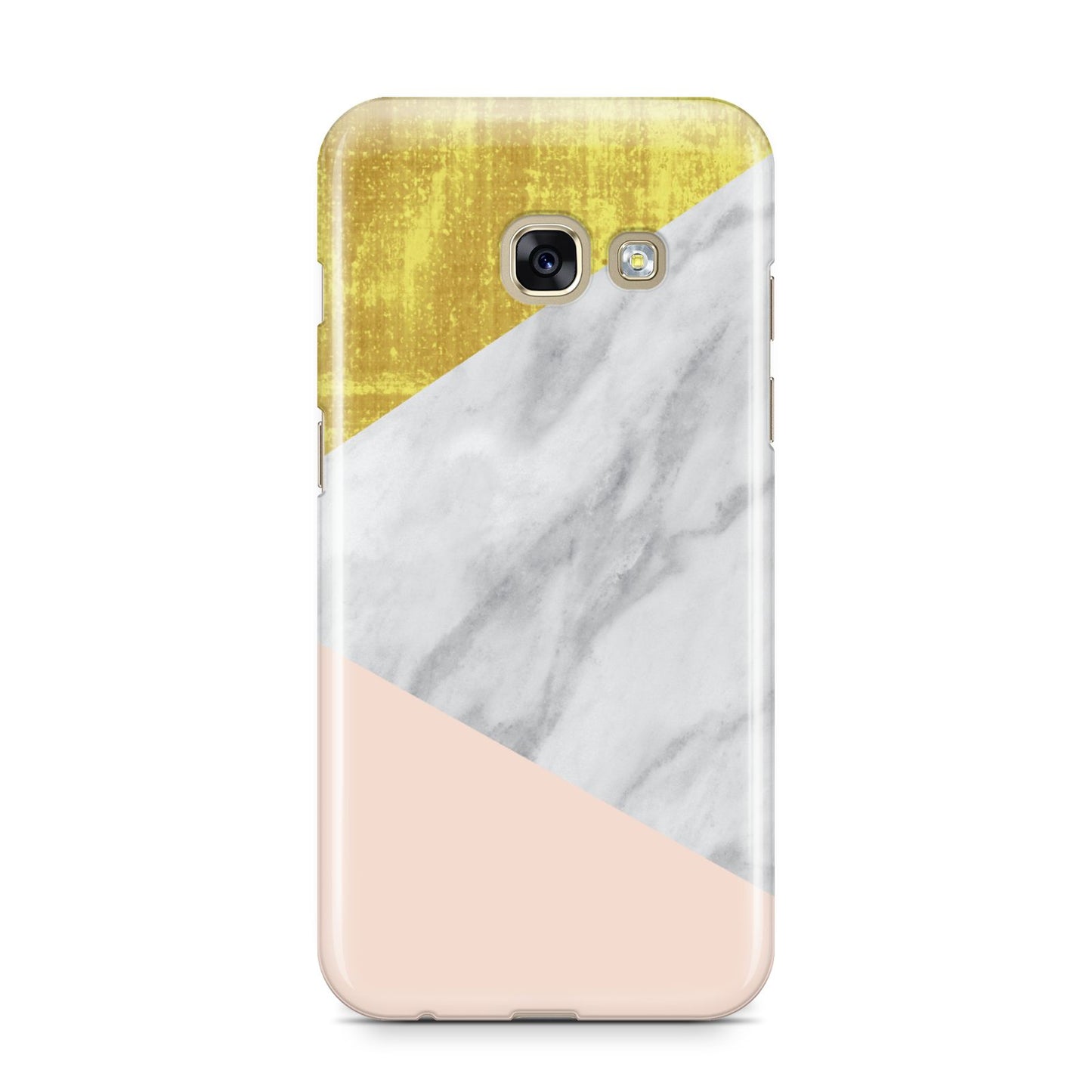 Marble White Gold Foil Peach Samsung Galaxy A3 2017 Case on gold phone